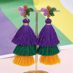 Pendientes tejidos máscara de Carnaval flor langosta flecos Color cuentas de arroz pendientes colgantes para mujeres Uionen 1857 - Product Image 1