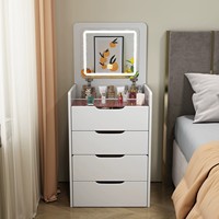 Table de toilette moderne de luxe en bois avec LED et plateau rabattable pour petits hôtels, appartements, chambres familiales et salons