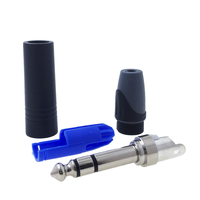 Männlicher Rundstecker 6,35mm TRS Stereo-Audioanschlüsse Aluminiumgehäuse PA66-Isolator Messingspitze 10A 100V Schwarz+Grau Kappe+Schutzhülle SREXACT
