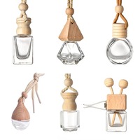 Vente en gros de flacons diffuseurs de parfum en verre ronds pour voiture, 10 ml, 15 ml, 20 ml, avec bouchons en bois