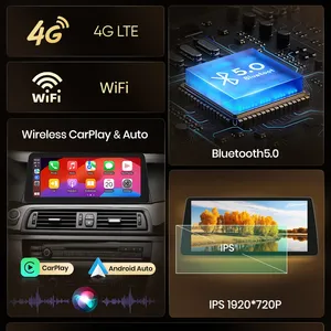 Junsun <span class=keywords><strong>Autoradio</strong></span> sans fil Carplay Android pour <span class=keywords><strong>BMW</strong></span> <span class=keywords><strong>F10</strong></span> F11 2011-2017 Système CIC NBT 4G LTE WIFI GPS Multimédia Écran tactile - Product Image 4