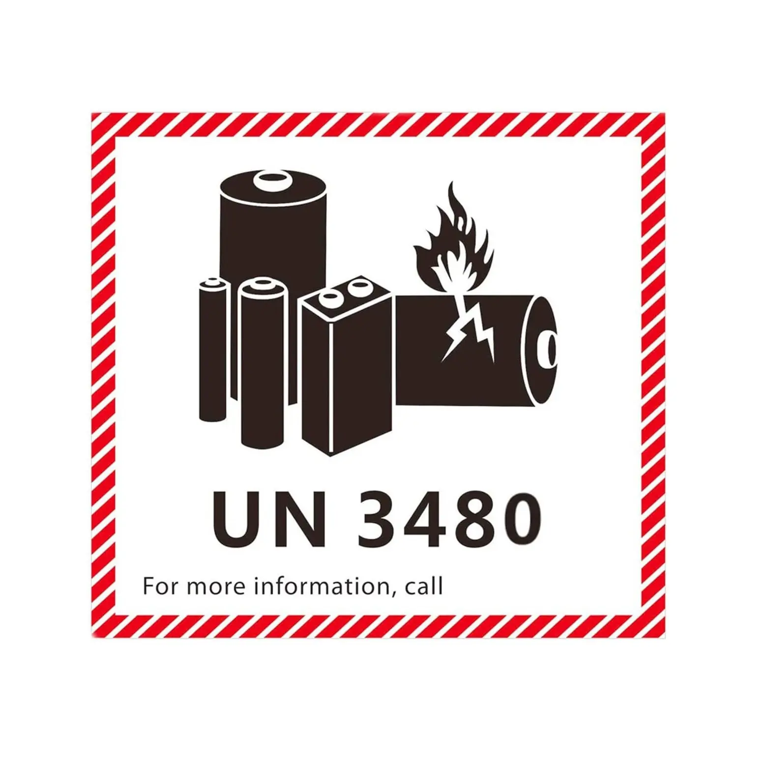 UN3480 Hot selling lithium ion battery transport fire safety sign attention warning label dangerous goods reminder sticker
