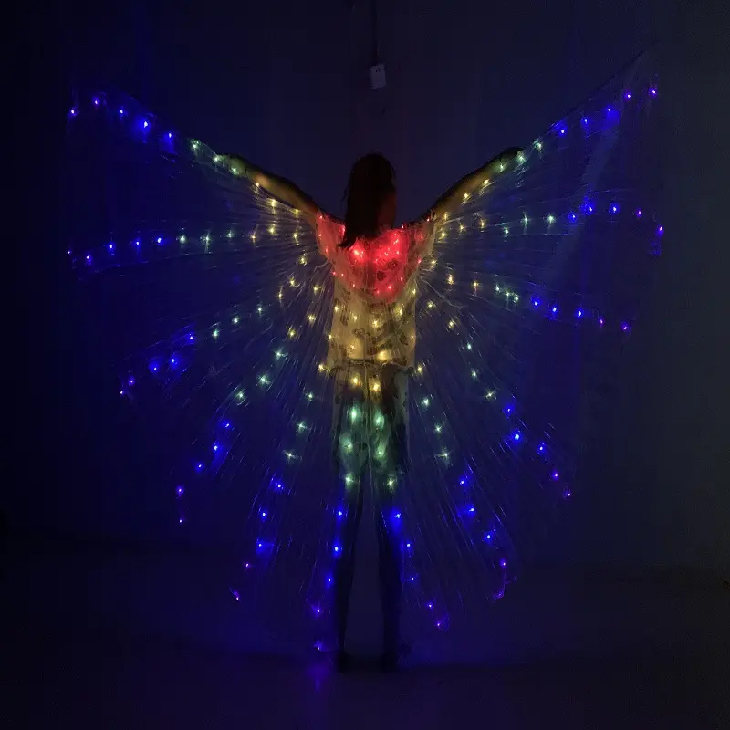 Led Lights Bauchtanz Isis Wings Bauchtanz Glow Angel Dance Wings mit Teleskops täbchen Flexible Stangen für Erwachsene und Kinder
