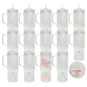 40Oz <b>Double</b> <b>Wall</b> Plastic Tumbler Handle With Pre-Drilled Hole and Silicone Plug - Product Image 1