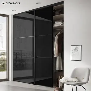 合身的黑色玻璃推拉门衣柜现代设计壁龛