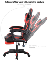 Chaise de jeu PC pour la maison, chaise de course en cuir PU inclinable avec appui-tête et coussin lombaire