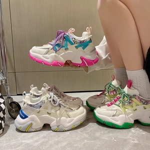 Giỏ Femme <span class=keywords><strong>Chic</strong></span> OEM/ODM Dày Duy Nhất Chạy Giày Màu Hồng/Màu Xanh Lá Cây Chunky Nền Tảng 2023 Phụ Nữ Sneakers Đi Bộ Giày - Product Image 2