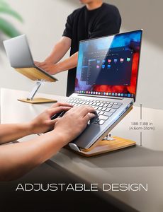 Gỗ máy tính xách tay đứng, có thể điều chỉnh chiều cao Ergonomic máy tính xách tay Riser chủ núi, máy tính xách tay lưu ý cuốn sách đứng cho bàn - Product Image 2