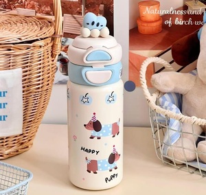 Caneca térmica do aço inoxidável 316 meninas bonitos e crianças copos de água palha 500ml 17oz - Product Image 2