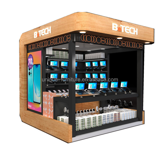 Popular Design Mobile Phone Accessories Kiosk Hot Sale Cell Phone Charging Kiosk Station with Glass showcase for Sale