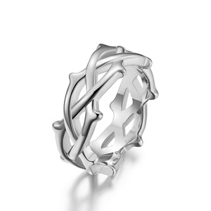 Bague gothique en acier inoxydable plaqué or pour homme Bague de mariage en forme de branche en titane de 9mm - Product Image 3