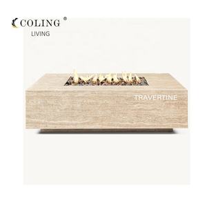 El nuevo listado <span class=keywords><strong>Chimenea</strong></span> al aire libre Calentador de patio Propano travertino Rectangular <span class=keywords><strong>Gas</strong></span> Fire Pit Table - Product Image 1