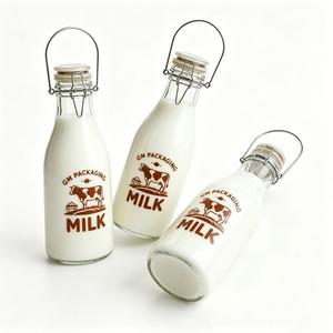 Bouteilles en verre coniques réutilisables faites à la main pour <span class=keywords><strong>jus</strong></span> et boissons, 500 ml et 1000 ml, avec bouchon à bascule, couvercle à clip et poignée - Product Image 4