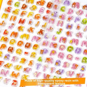 Autocollants 3D Alphabet Rilakkuma <span class=keywords><strong>en</strong></span> Gros, <span class=keywords><strong>Lettres</strong></span> Gonflées Personnalisées <span class=keywords><strong>en</strong></span> Résine Époxy, Impression Anti-UV pour Enfants - Product Image 2