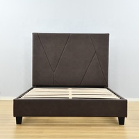 Lit simple en cuir Willsoon au design moderne avec tête de lit carrée en bois doux pour salon ou chambre à coucher