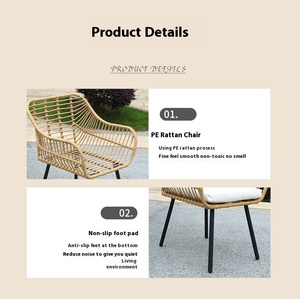 Conjunto de Mesa de Café para Patio, Personalizado, de Ratán, para Dos Personas, con Mesa para Té de la Tarde y Juego de Tres Sillas, Estilo Simple - Product Image 6
