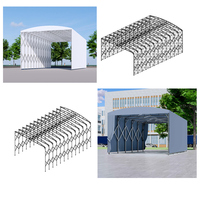 Abri pliable électrique rétractable en tissu PVC résistant au soleil et à l'eau avec structure en acier pour toutes les saisons, idéal pour les entrepôts sportifs et les tentes de protection.