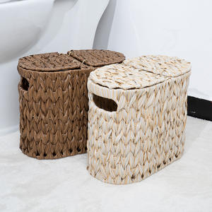 Panier de rangement tissé Bobai, rectangulaire, couleur café, blanc, fait main, organisateur de vêtements, type sur pied, pour la maison, la cuisine, le salon - Product Image 4