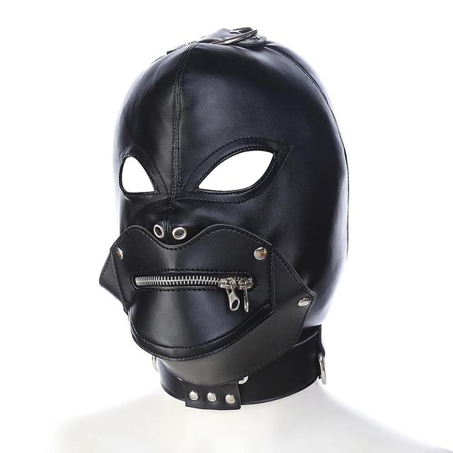 Adult Sex Face Slave Costume Male Bondage Big Leather Head Hood
