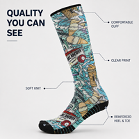 Chaussettes numériques personnalisées OEM pour adultes, en polyester/nylon/coton/bambou/laine, résistantes aux déchirures, à séchage rapide, respirantes et sans coutures, pour l'automne
