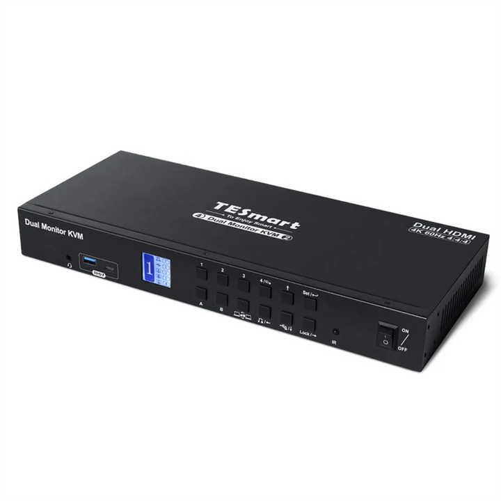 Switch KVM TESmart 4K@60Hz Per 2 PC E 4 Monitor – Docking Station Con HDMI, DP, USB 3.0, EDID, Commutazione Rapida