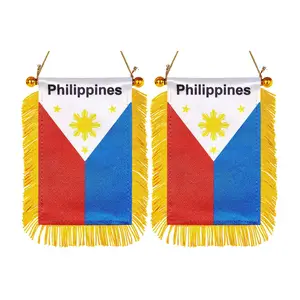 Filipinler çift taraflı Mini asmak için bayrak yüksek kalite baskılı karartma kumaş ev dekorasyonu ulusal bayrakları