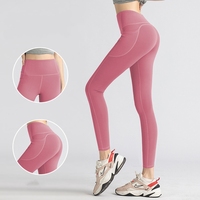 Sportliche Fitnesshose mit Seitentaschen aus Netzstoff, elastische Yogahose mit hohem Bund, Hüftformende, dünne Bauchkontrollhose für Damen, mit individuellem Logo