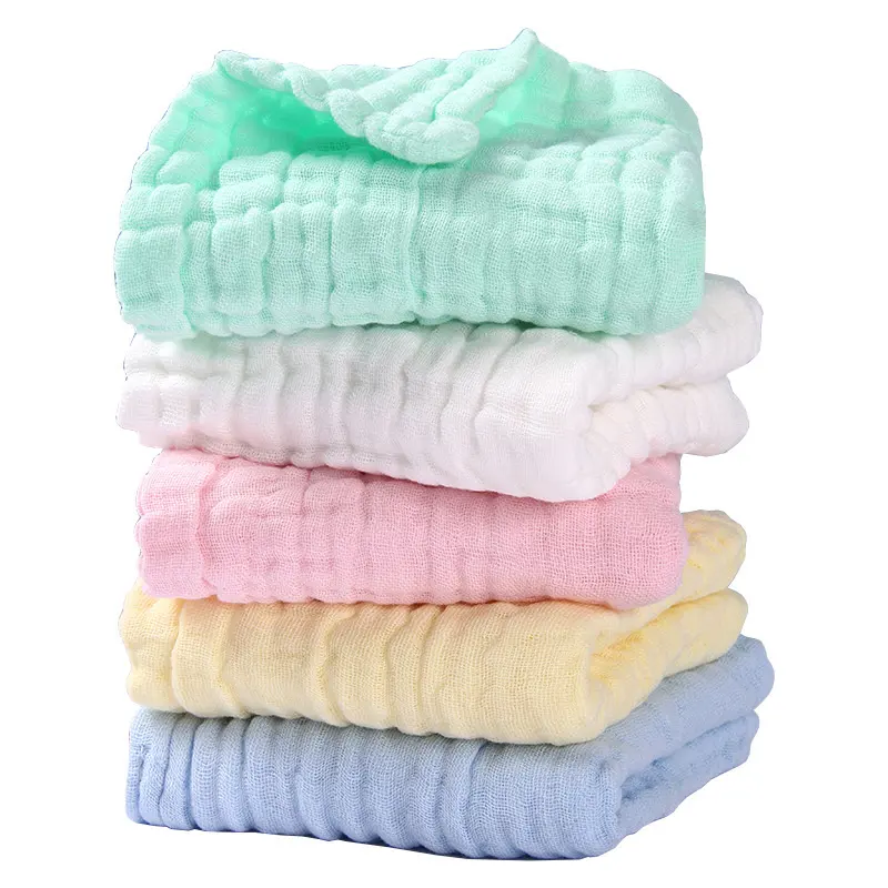 Nouveau design de mousseline de coton biologique de couleur unie débarbouillette de toilette pour bébé serviette de toilette en microfibre absorbant écologique pour nouveau-né