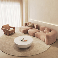 Sofa tiga orang minimalis Modular Modern Italia Sofa Bidang tiga orang kain Jepang ringan mewah waby-sabi sudut Sofa besar