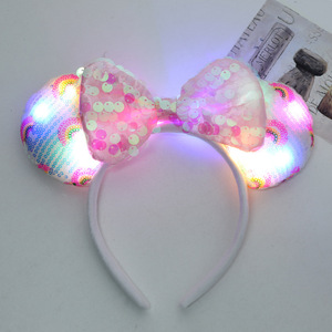 Desain 2025 ikat kepala telinga <span class=keywords><strong>Mickey</strong></span> LED manis pita rambut Flash surga Lescent Putri ikat kepala tikus - Product Image 5