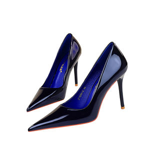 Zapatos de tacón alto puntiagudos de boca baja de charol de moda y minimalistas de estilo europeo y americano para <span class=keywords><strong>mujer</strong></span> - Product Image 5