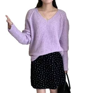 Maglione coreano di lusso con scollo a V lavorato a maglia martellata da donna autunno inverno spesso da indossare ampio stile pigro in maglia a maniche lunghe - Product Image 5