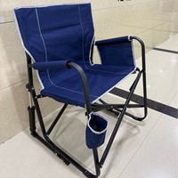 Chaise à bascule de camping d'extérieur, chaise à bascule pliable portable avec accoudoirs solides et durables, porte-gobelet et dossier confortable