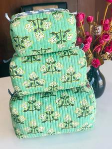 Colors Boho Design Cotton Quilted Zip Cosmetic Makeup Make up Toiletry Skincare Storage Pouch Bag - Product Image 3