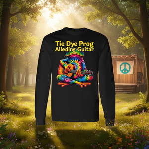 Camiseta de manga larga con diseño de rana que toca la guitarra y signo de la paz, estilo hippie - Product Image 3