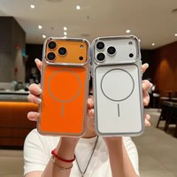 Coque de téléphone magnétique en silicone givré original 2026 pour iPhone 17 17Air Plating Silver Frame Cover pour Apple iPhone 17 Pro Max