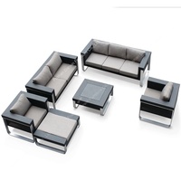 Mobilier modulaire jardin extérieur ensemble de canapés en aluminium osier patio de luxe PE rotin canapés pour jardin extérieur