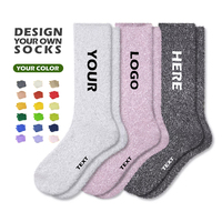 Chaussettes douillettes personnalisées avec logo, chaussettes de mollet moelleuses et confortables pour femme, chaudes pour l'automne et l'hiver, avec bordure intégrée