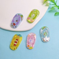 100 pièces de breloques cabochons en résine à dos plat, motif mini pantoufles de plage d'été, pour slime, DIY enfant, téléphone portable, pince à cheveux, porte-clés