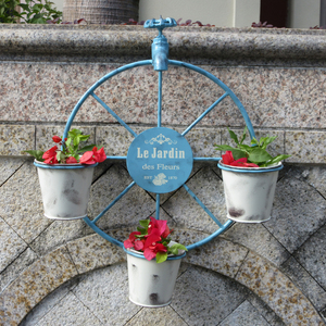 Grand support à fleurs en fer enduit de poudre durable moderne vintage Kit de support en fer forgé pour le <span class=keywords><strong>jardin</strong></span> et la maison Seau en métal <span class=keywords><strong>bleu</strong></span> pour l'intérieur - Product Image 4