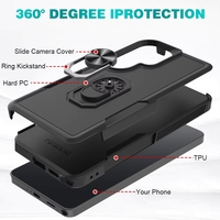 Casing HP Anti Benturan Armor TPU PC 2 in 1 dengan Ring Stand untuk S24 S25 S26 Ultra, Pasokan Pabrik