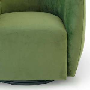 Fauteuil pivotant moderne Renee - Velours vert, portable et durable pour salon, chambre et salle à manger - Product Image 5