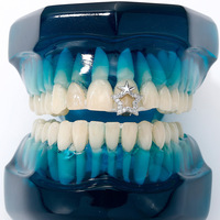 Grillz dentaire unique en cuivre plaqué or véritable avec zircon incrusté, décoration dentaire HipHop pour Halloween, unisexe
