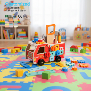 Jouets éducatifs en bois EDULAND OEM ODM Montessori pour l'éducation précoce des enfants, outils de démontage, voiture, camion, vis, développement de la motricité manuelle - Product Image 3