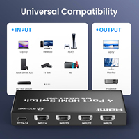 Conmutador HDMI SYONG 4K60Hz 4 en 1 Salida Ultra HDR con Control Remoto HDMI2.0*5 Puertos 18Gbps de Alta Velocidad para TV, Laptop, Oficina, Plug and Play