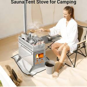Poêle à <span class=keywords><strong>bois</strong></span> portable en acier inoxydable pour tente, sauna de camping avec panier à pierres pour bain de vapeur extérieur - Product Image 1