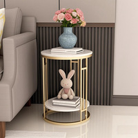 Table basse moderne ronde ou rectangulaire avec cadre doré, style nordique, luxe léger, pour salon