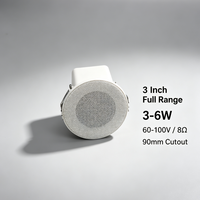 Haut-parleur encastré au plafond à profil bas de 3 pouces, 3~6W, double 8 ohms, entrée 100V, pour usage audio en cafétéria et commerce de détail