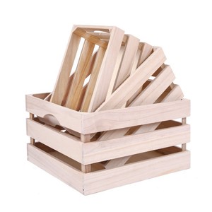 Solid wood storage box wooden crates rustic supermarket display decorative box