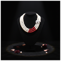 Collier ras du cou à trois rangs avec perles, symbole DST, éléphant et lettres grecques, bijou statement pour femmes